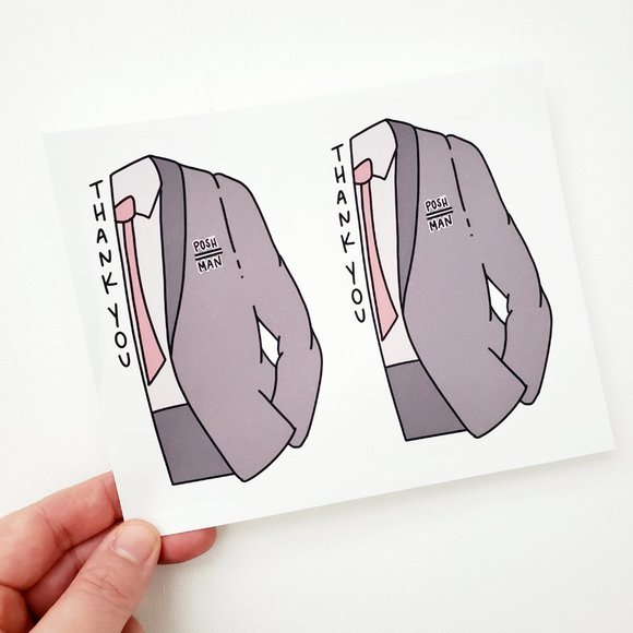 LB075 Custom Poshmark Sticker Sheets Mens Suit Thank You Posh Mens [Price Firm] - Picture 5 of 8
